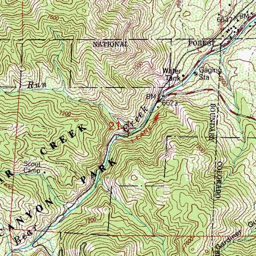 Topographic Map of Hunters Run, CO