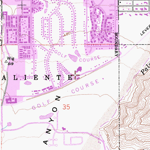 Topographic Map of Agua Caliente Indian Reservation, CA