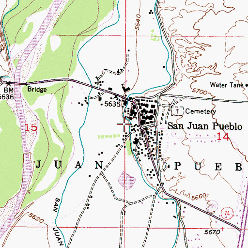 Topographic Map of Ohkay Owingeh, NM
