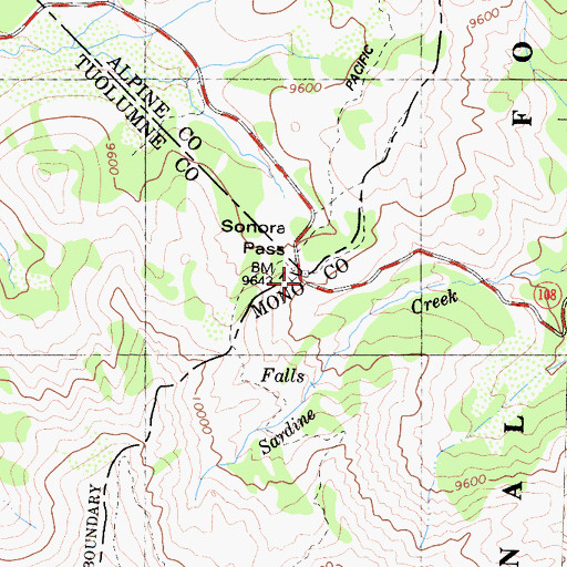 Topographic Map of Sonora Pass, CA