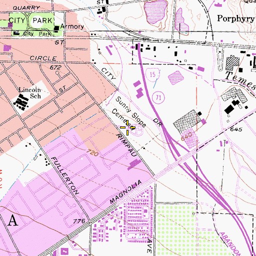 Topographic Map of Corona Division, CA