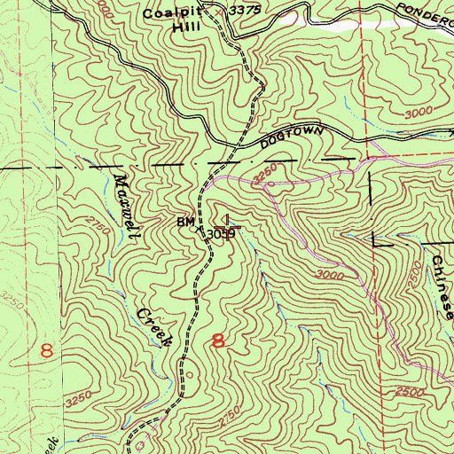 Topographic Map of Coulterville Division, CA