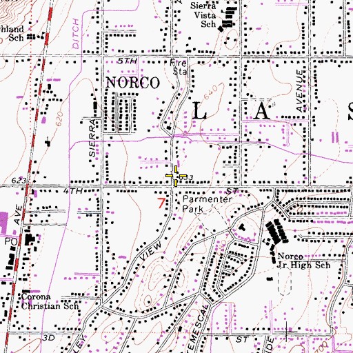 Topographic Map of Norco Division, CA