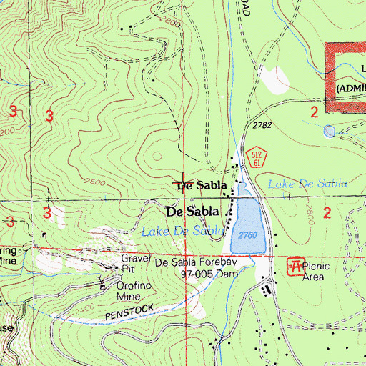 Topographic Map of Paradise Division, CA