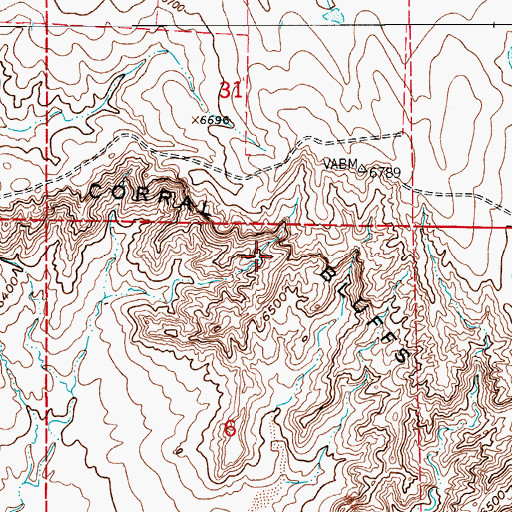 Topographic Map of Corral Bluffs, CO