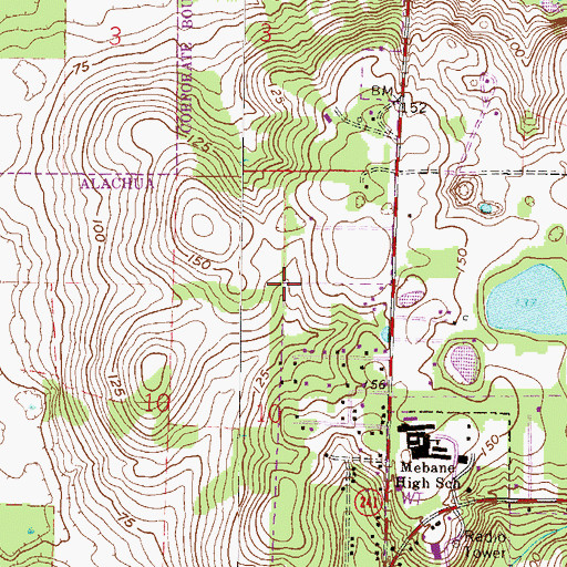 Topographic Map of High Springs-Alachua Division, FL