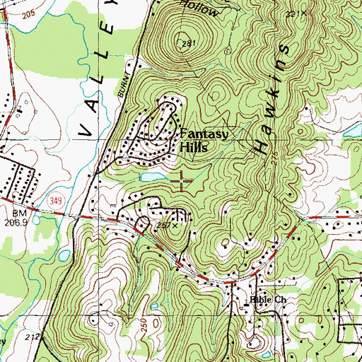 Topographic Map of Chattanooga Valley Division, GA