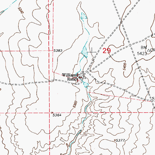 Topographic Map of Williams Ranch, CO