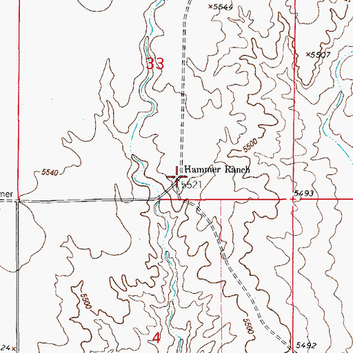 Topographic Map of Hammer Ranch, CO