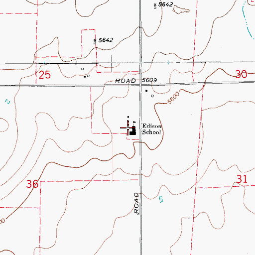 Topographic Map of Edison School, CO