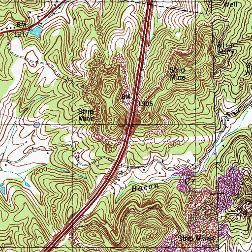 Topographic Map of Corbin Division, KY