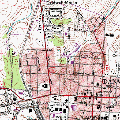 Topographic Map of Danville Division, KY
