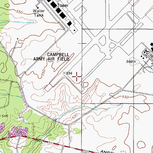 Topographic Map of Fort Campbell Division, KY