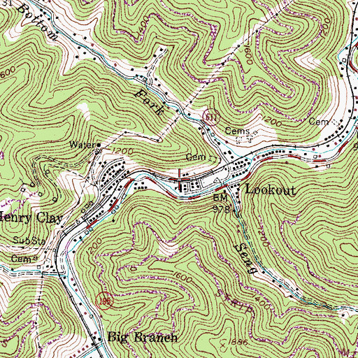Topographic Map of Hellier Division, KY