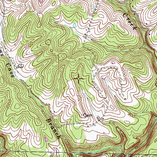 Topographic Map of Sandy Hook Division, KY