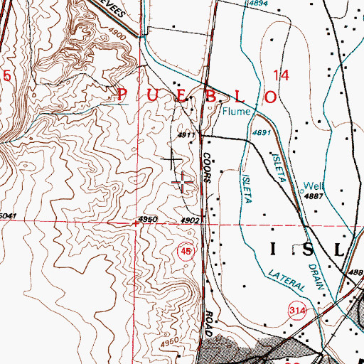 Topographic Map of Isleta Pueblo Division, NM