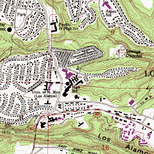 Topographic Map of Los Alamos Division, NM