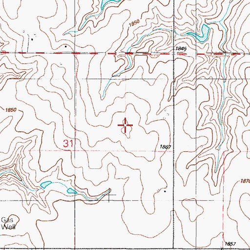 Topographic Map of Carter Division, OK