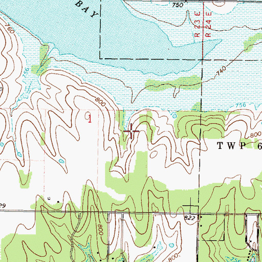 Topographic Map of Grove Division, OK