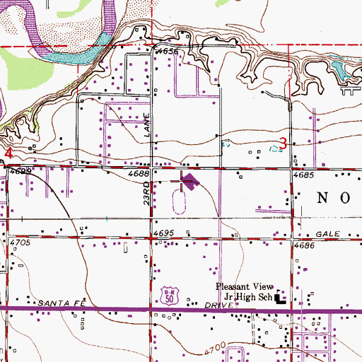 Topographic Map of Pleasant View Middle School, CO