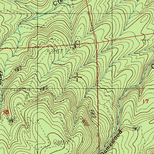 Topographic Map of Cottage Grove Division, OR
