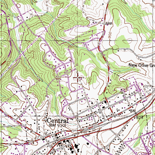 Topographic Map of Central Division, SC