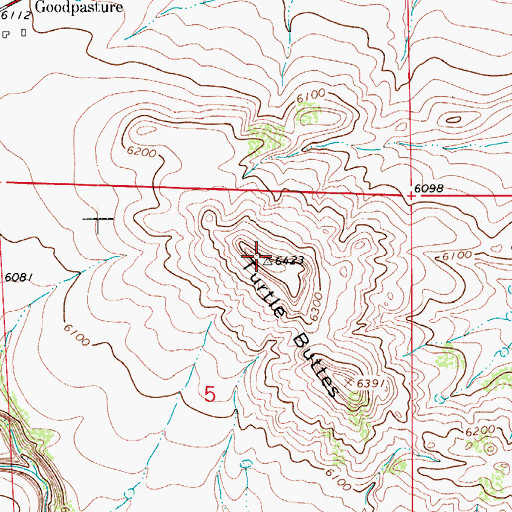 Topographic Map of Turtle Buttes, CO