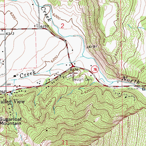 Topographic Map of Beulah Cemetery, CO