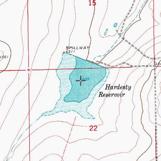 Topographic Map of Hardesty Reservoir, CO