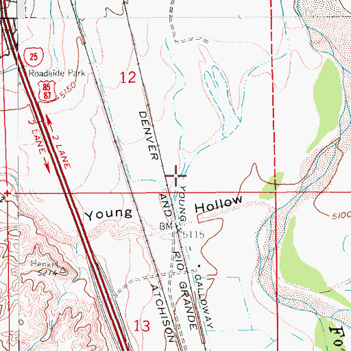 Topographic Map of Young Callaway Ditch, CO