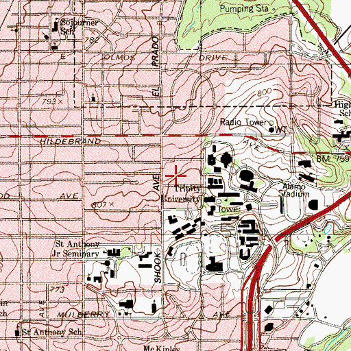 Topographic Map of San Antonio Division (historical), TX