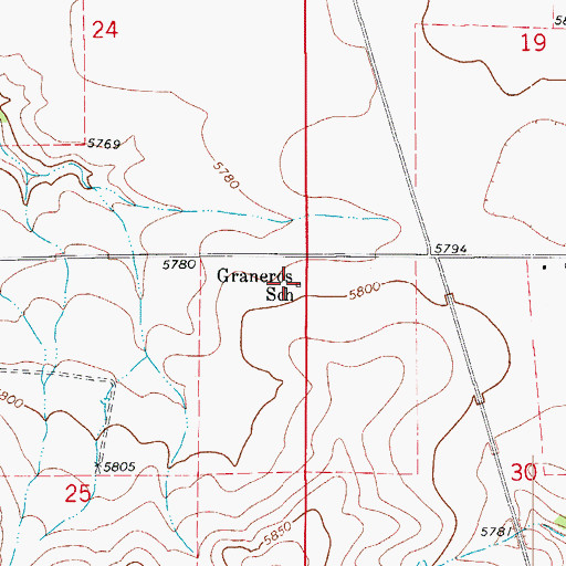 Topographic Map of Graneros School, CO