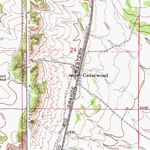 Topographic Map of Cedarwood, CO