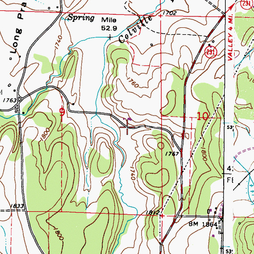 Topographic Map of Springdale Division, WA