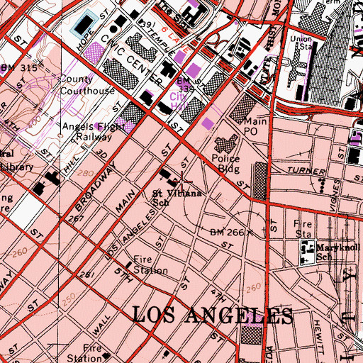 Topographic Map of Los Angeles Basin, CA