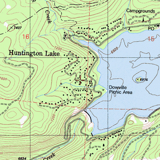 Topographic Map of Huntington Lake Post Office (historical), CA