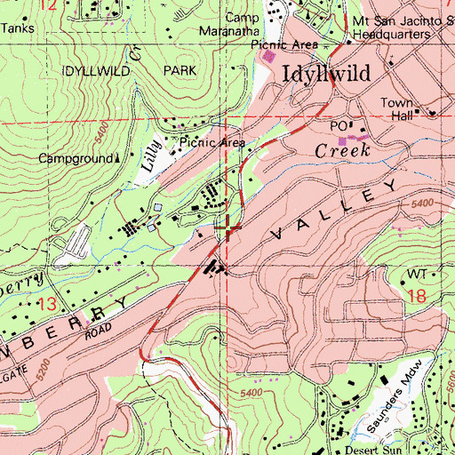 Topographic Map of Idyllwild Post Office (historical), CA