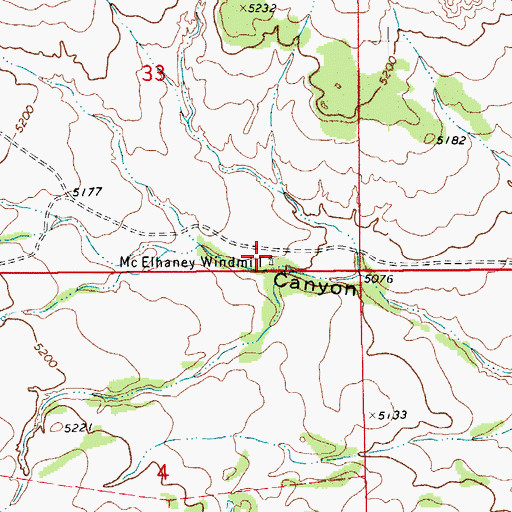 Topographic Map of McElhaney Windmill, CO