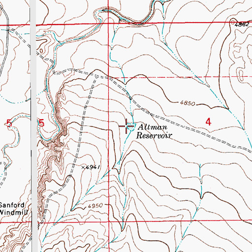 Topographic Map of Altman Reservoir, CO