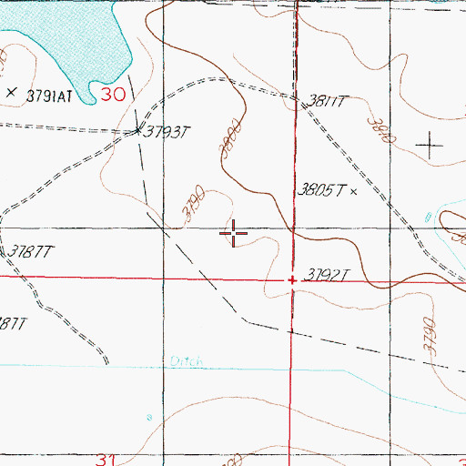 Topographic Map of Blackfeet Reservation East Division, MT