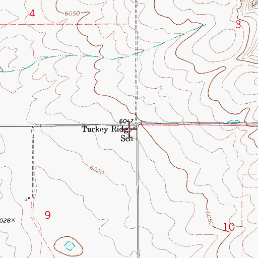 Topographic Map of Turkey Ridge School, CO