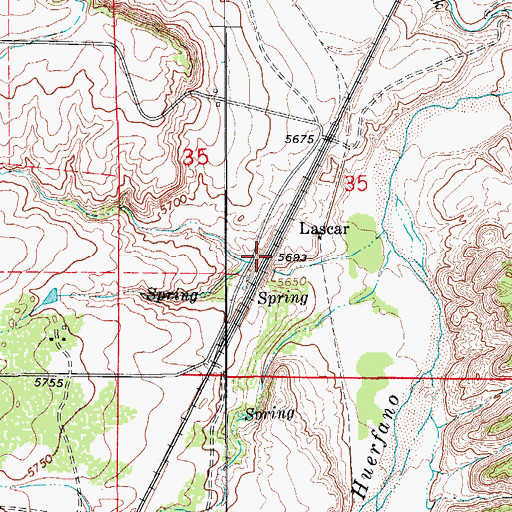 Topographic Map of Lascar, CO