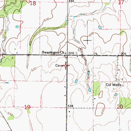Topographic Map of Swearingen Cemetery, IL