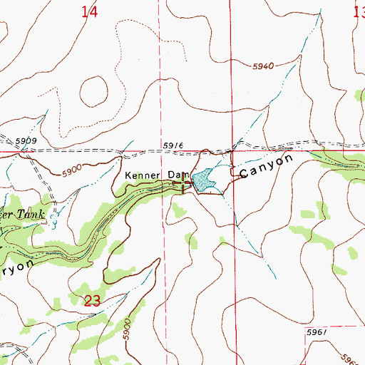 Topographic Map of Kenner Dam, CO