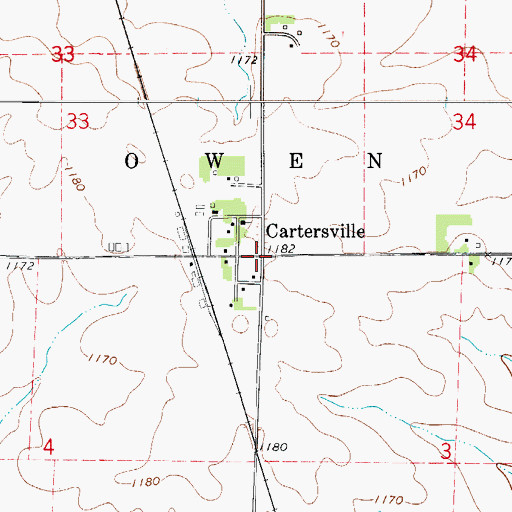 Topographic Map of Cartersville Post Office (historical), IA