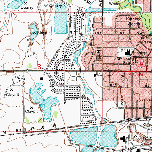Topographic Map of Willowbrook Plaza, IA
