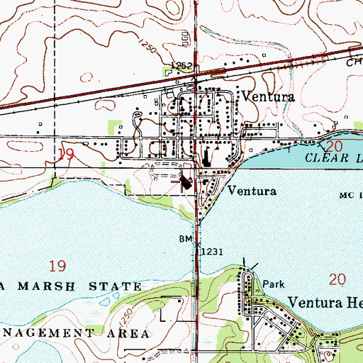 Topographic Map of Garner - Hayfield - Ventura Intermediate School, IA