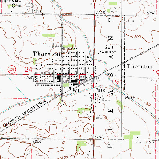 Topographic Map of Thornton, IA