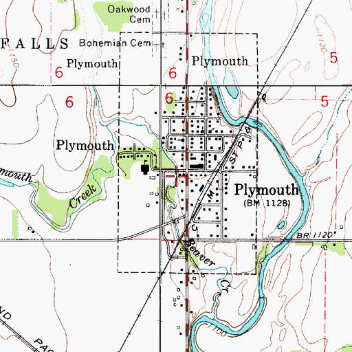 Topographic Map of Plymouth Fire Department, IA