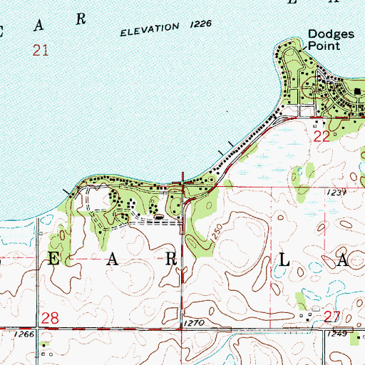 Topographic Map of Dodges Beach, IA